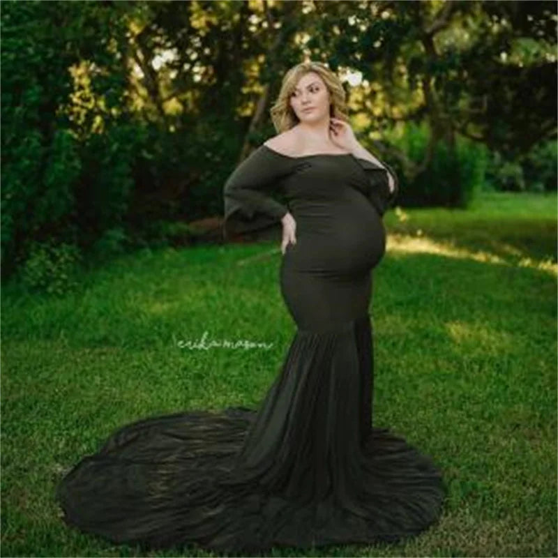 nvxiot - Stylish Maternity Dress Clothes Baby Shower Photoshoot Party Pregnant trailed Dress For Women