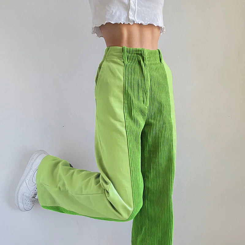 nvxiot Autumn winter new women's straight pants Plus Size high waist loose collocation color casual pants corduroy pants women trousers