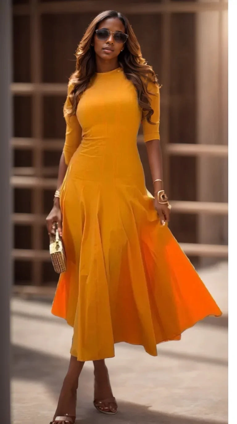 MQTIME - Elegant Dress for Women 2024 Summer New Fashion Women Casual Sleeveless O Neck Waist Bottom Long Dress Lady A-line Midi Dress