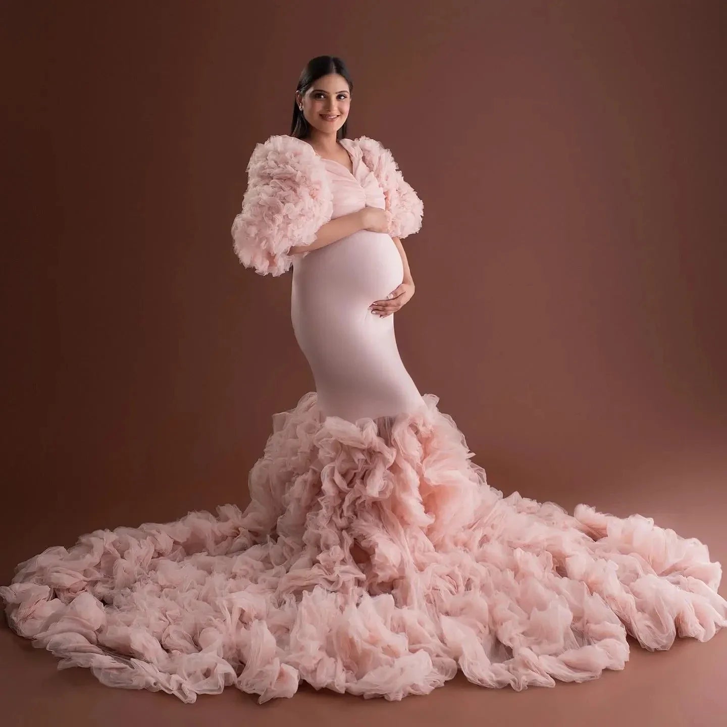 nvxiot - Mermaid Maternity Robe Photo Shoot Dress Baby Shower Women Dresses Maternity Gowns for Babyshower