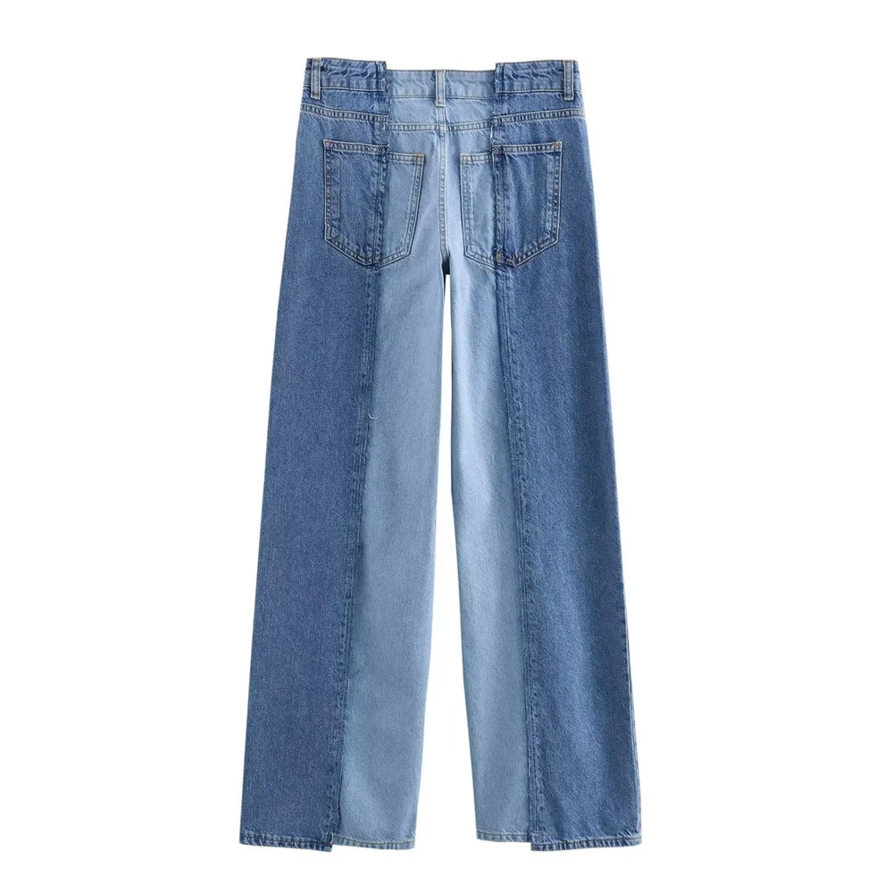 MQTIME - 2024 Summer New Women's Retro Casual Versatile High Waist Panel Straight denim Pants
