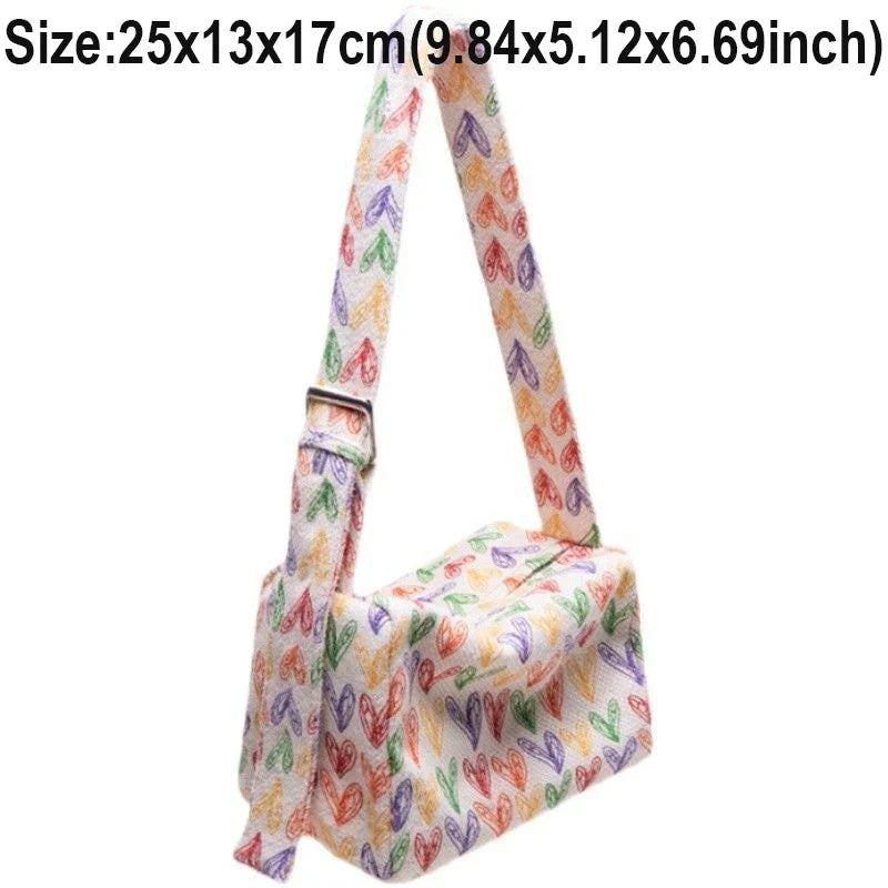 nvxiot Autumn & Winter Rainbow Love Square Bag for Women Cute Colorful Printed Plush Shoulder Bag Fashion Female Casual Crossbody Bags