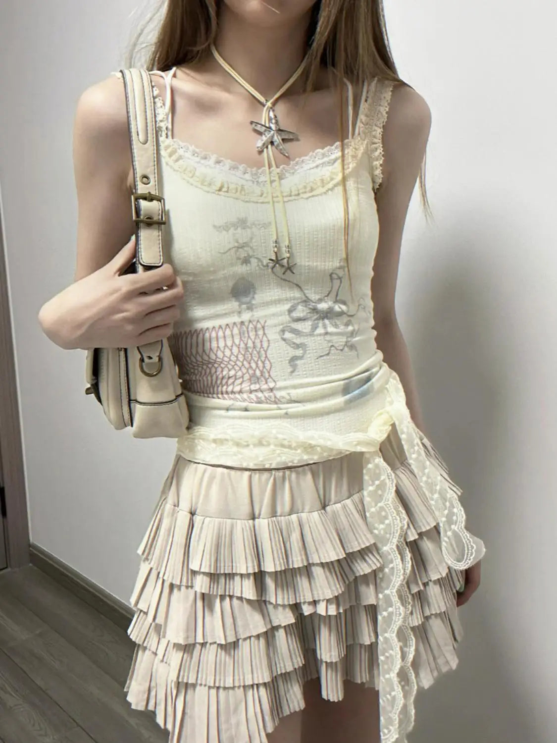 MQTIME - Bodycon Skinny Top Tank Graphic Print Vest harajuku fairycore 2000s y2k grunge korean cloth cute summer fashion slim elegant tee