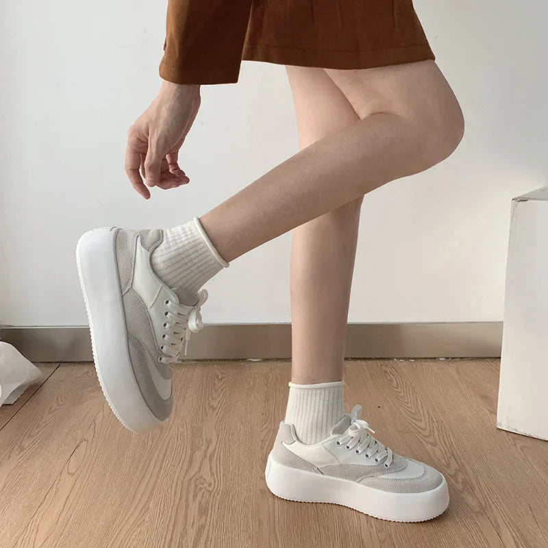nvxiot - Women Platform Sneakers Canvas Shoe Casual Women Sport Shoes for Women Flat Lace-Up Adult Zapatillas Mujer Chaussure Femme