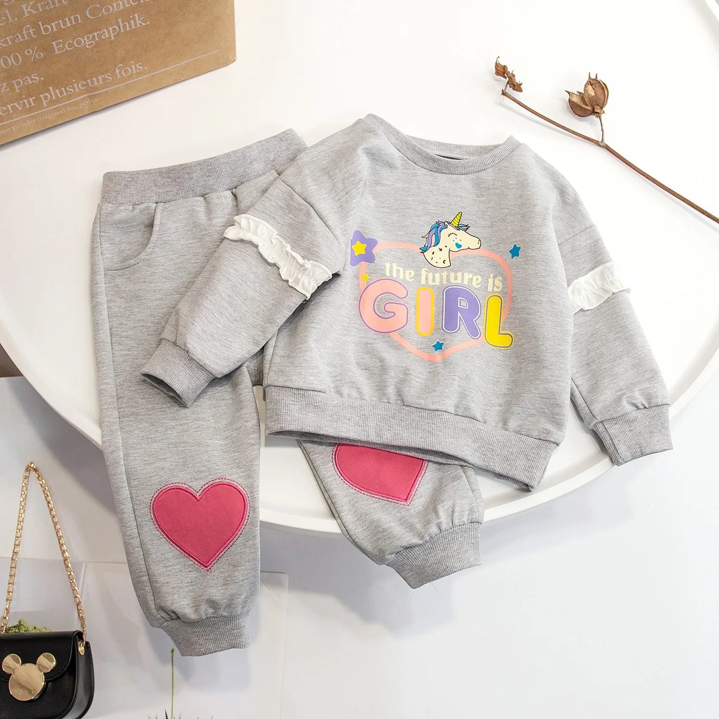 nvxiot - Kids Girls Clothes Sets Autumn Spring Cartoon Rabbits Girl Pullover Tops+Pants 2Pcs Fashion Children Sweatshirt Tracksuit 1-6Yrs