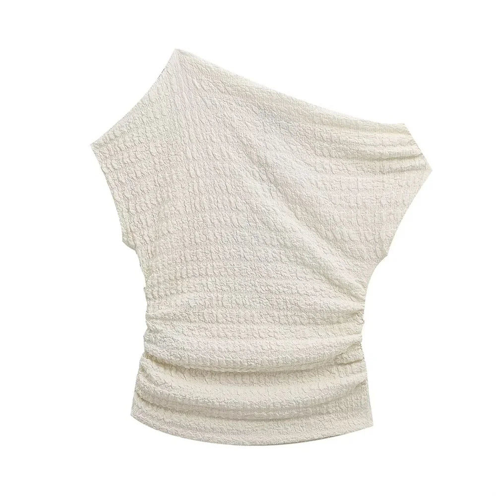 nvxiot - Spring and Summer 2024 New Women's Fashion Casual Simple and Elegant Texture Solid Color Asymmetric Top and Pants Set