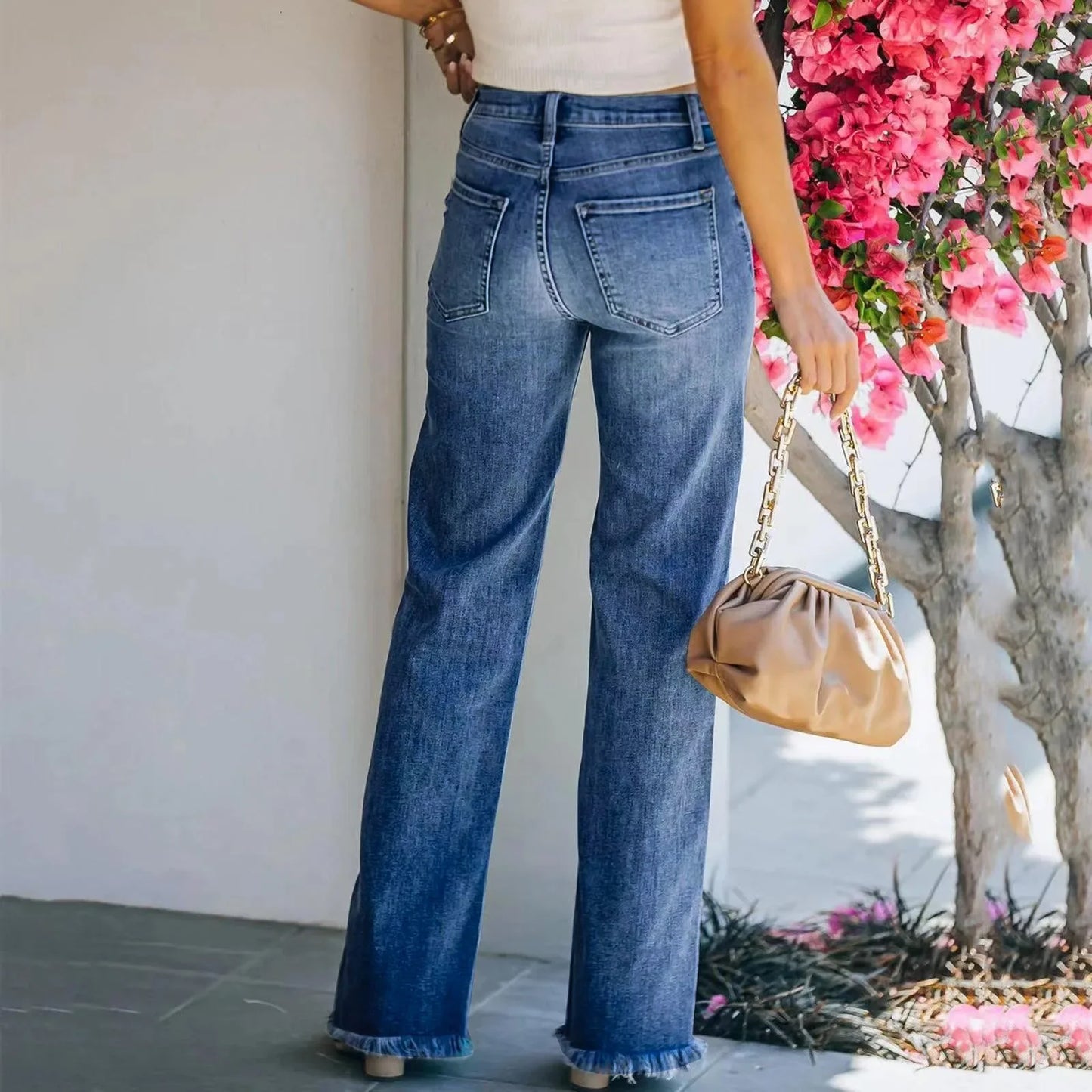 nvxiot - Temperament Fashion Autumn and Winter New Casual Trousers Bootcut Wash Jeans Women