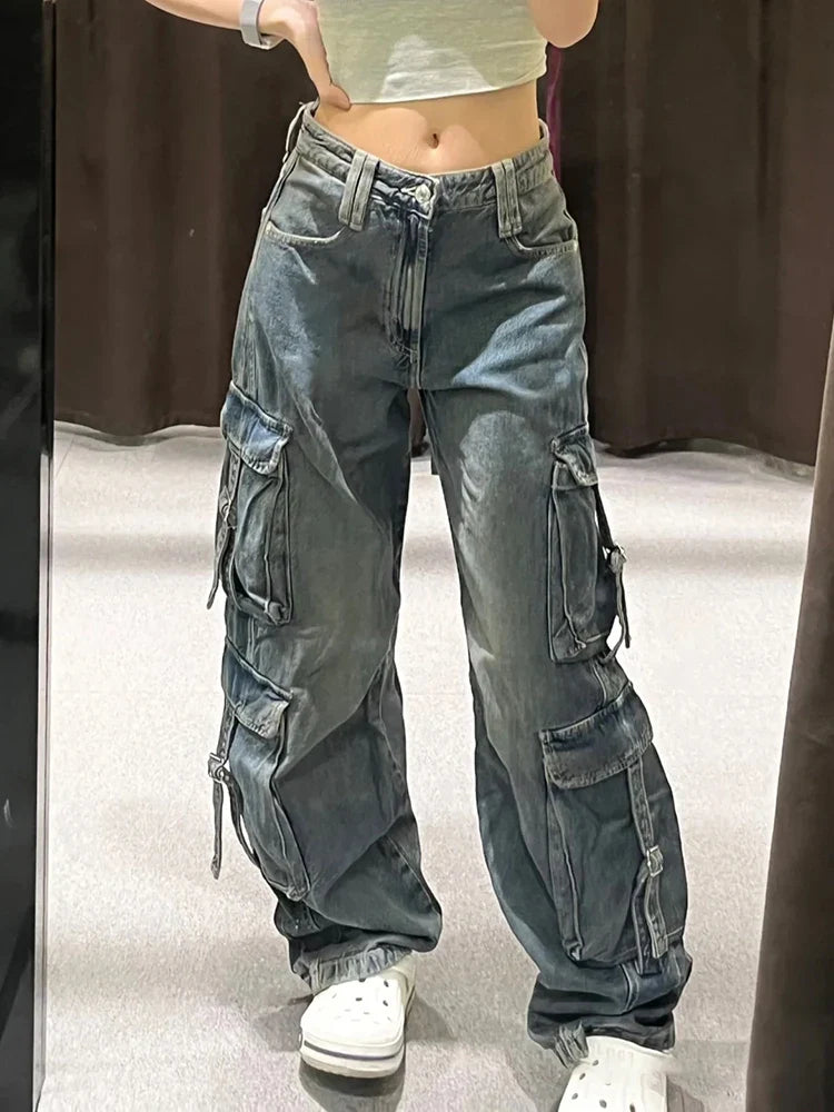 nvxiot - Denim Button Pockets Zipper High Waist Long Women'S Pants Jeans Autumn Winter New Wholesale Solid Y2K Streetwear Clothing