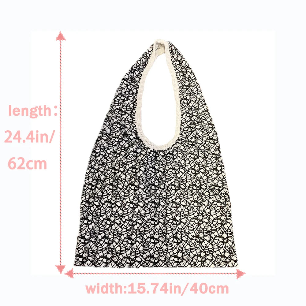 nvxiot - Women Fishing Net Handbag Hollow Out Casual Handbag Solid Color Large Capacity Soft Summer Beach Shopping Bag