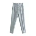nvxiot - 2024 New Chic Fashion Woman Pants Office Wear Pants for Women Vintage High Waist Zipper Fly Female Ankle Trousers Mujer Gothic
