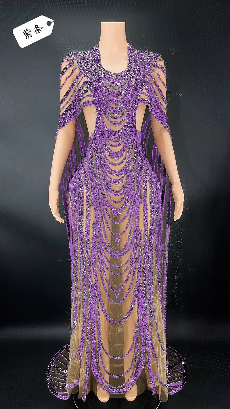 nvxiot - Maternity Photography Props Dress Pregnant Woman Photo Shoot Outfit Long Dresses Sexy Goddess Shiny Rhinestone Sequins Cape