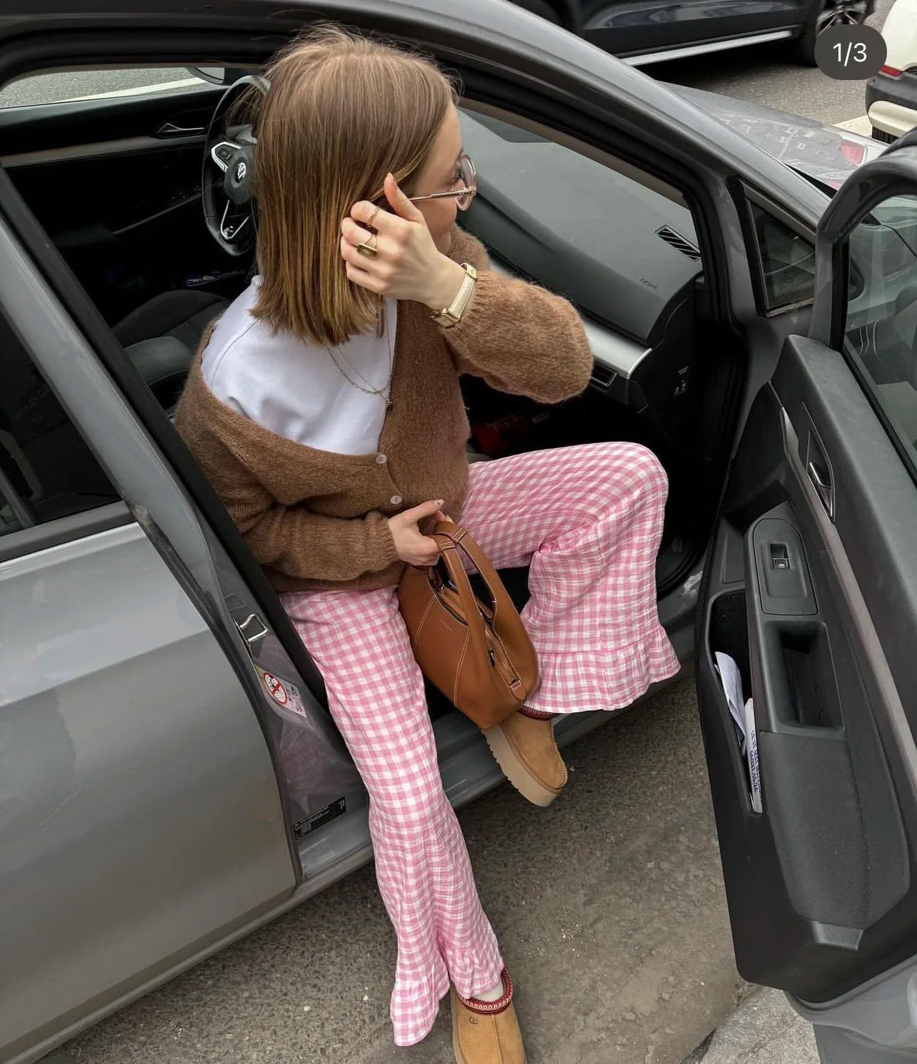 MQTIME - Pants For Women Spring Chic Casual Plaid Printing Elastic Waist Pants Woman Sweet Folds Loose Trousers Streetwear
