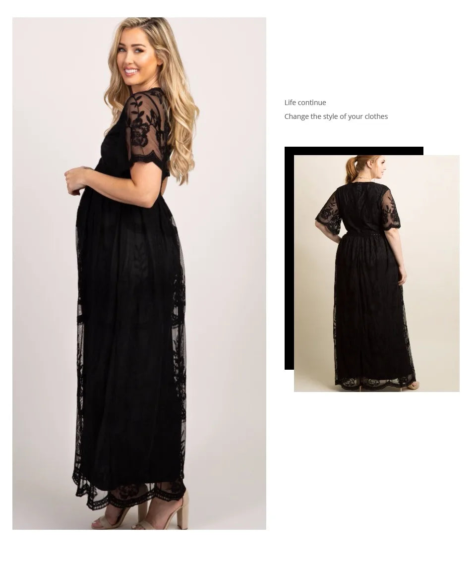 MQTIME - Summer Maternity Lace Dress Maternity Dresses for Photography Pregnant Wedding Sexy Dress