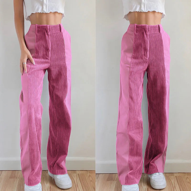 nvxiot Autumn winter new women's straight pants Plus Size high waist loose collocation color casual pants corduroy pants women trousers