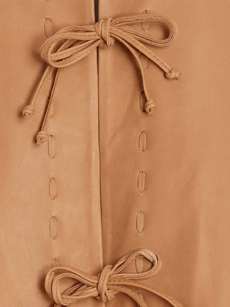 nvxiot - Fashion O Neck Tassels Patchwork Jackets For Women Solid Bow Lace Up Long Sleeves Outerwear 2024 Autumn New Lady Street Coats