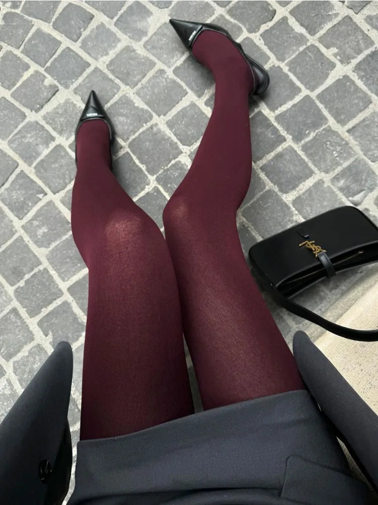 nvxiot - Fall Outfits 2024 Winter Sexy Female Stockings Leggings Skinny Patchwork Casual Solid High Waist Slim Streetwear Women's Pantyhose Lingerie