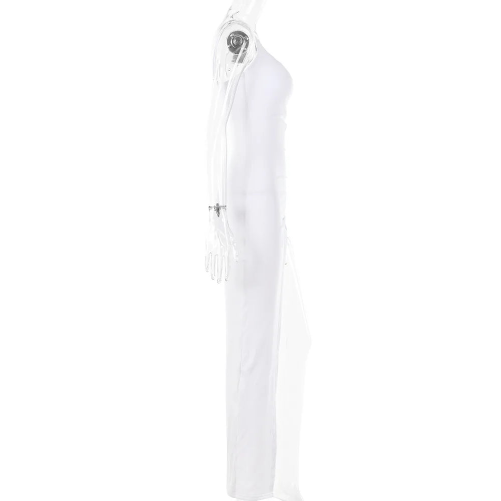 nvxiot - Maternity One-Shoulder Bodycon Dress with Ruching and High Side Slit - Sleeveless Sexy Long Gown