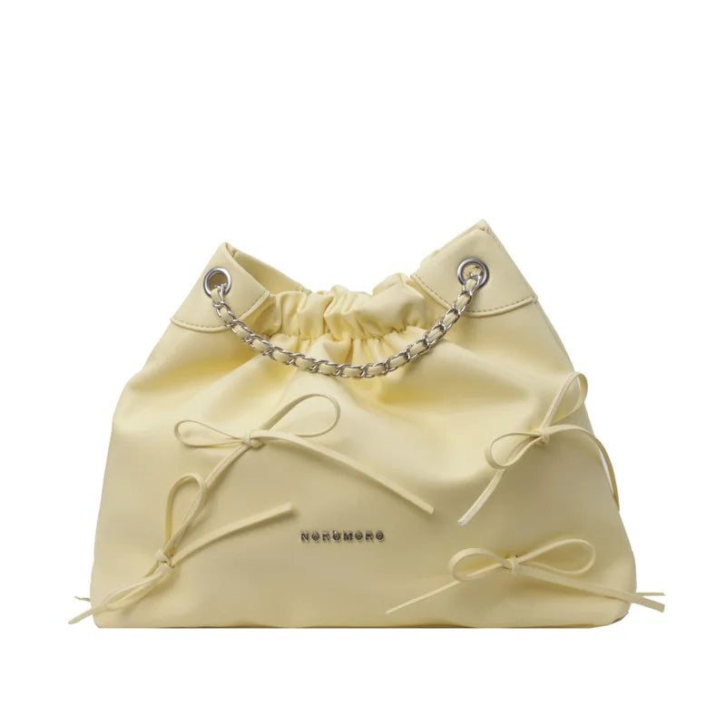 MQTIME - 2024 Summer New Ladies Handbag Fashion Simple Beige Pink Silver Pu Bucket Bags For Women Trendy Casual Shoulder Bag Crossbody