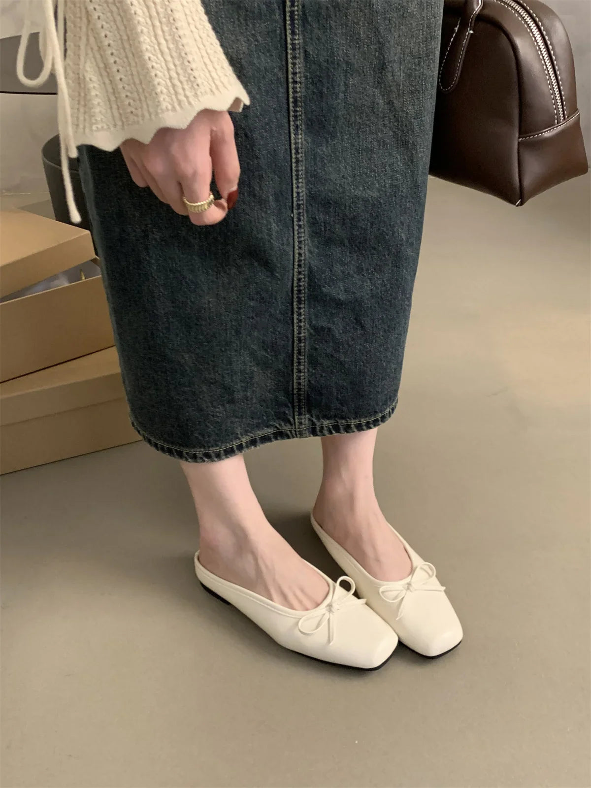 MQTIME - Wearing Slippers Outside 2024 Summer New Fashion Baotou Muller Shoes Casual Single Shoes Flat Heel Half Slippers Women's Shoes