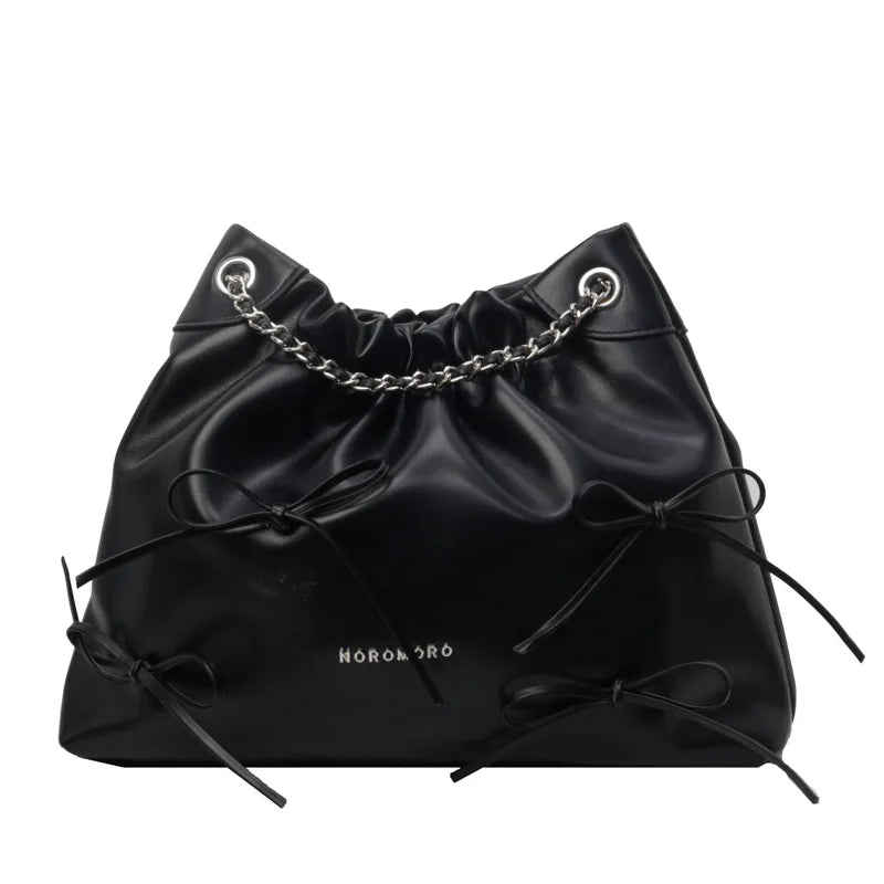 nvxiot - 2024 Summer New Ladies Handbag Fashion Simple Beige Pink Silver Pu Bucket Bags For Women Trendy Casual Shoulder Bag Crossbody