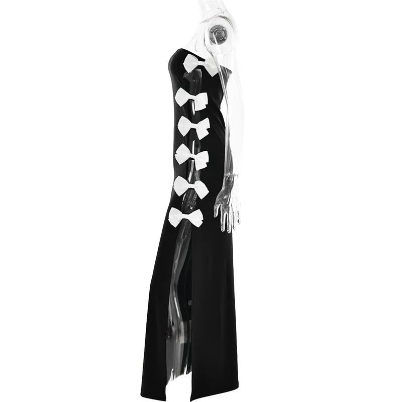 nvxiot - Maternity Photography Dresses Baby Shower Dress Hollow Out Dress Elegant Bow Tie One-neck Dress Studio Photo Shoot Props