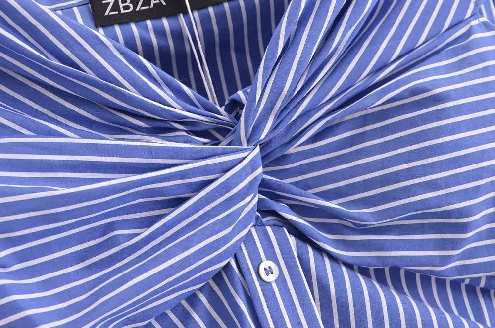 MQTIME - Summer Stripe Off Shoulder Long Dress Casual Sleeveless Single Breasted Dresses V-Neck Pleated Versatile Vestidos for Streetwear