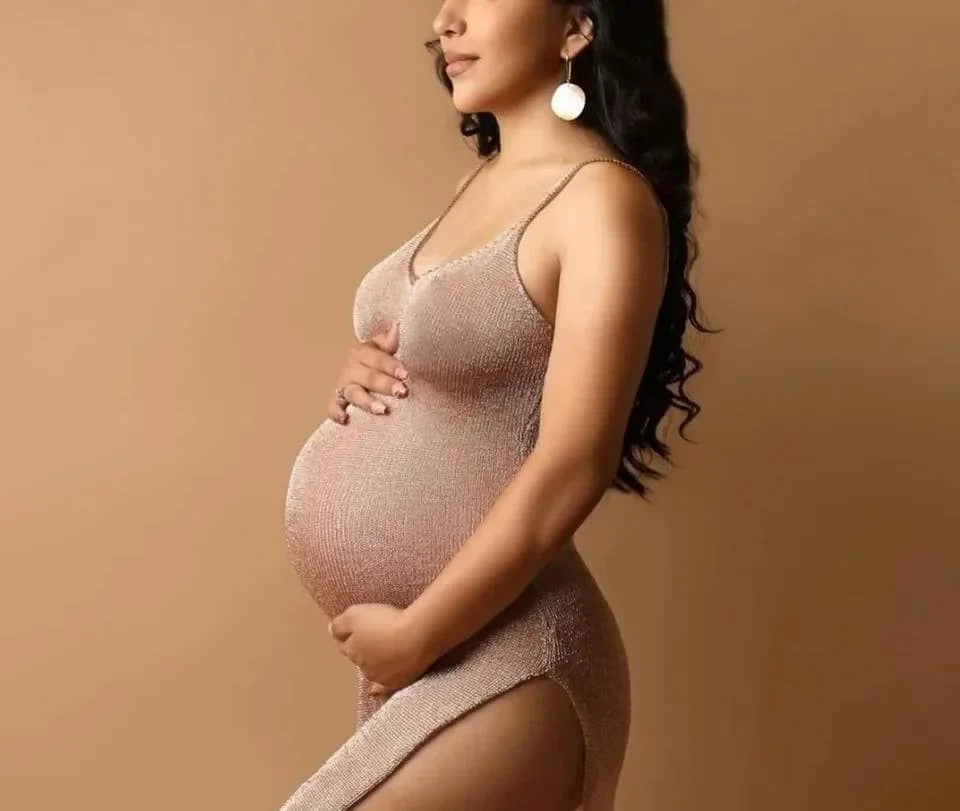 nvxiot - Sexy Slip Maternity Photography Props Dress Mesh See Through Maternity Photo Shoot Photography Dress Sides Slit