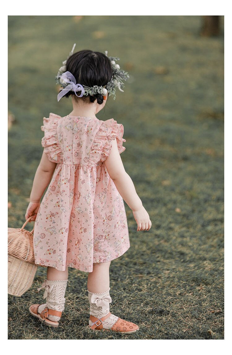 Summer Baby Girls Princess Dress Children Clothes Cotton Short Sleeve Blouse Top+Pants Suits Kids Party pastoral Floral skirt