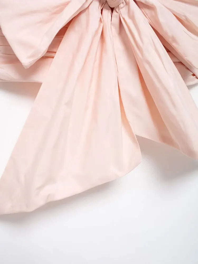 MQTIME - Women's Causal Tube Tops Elegant Solid Color Sleeveless Bow-embellished Taffeta Sleeveless Y2K Pink Tops For 2024 Summer