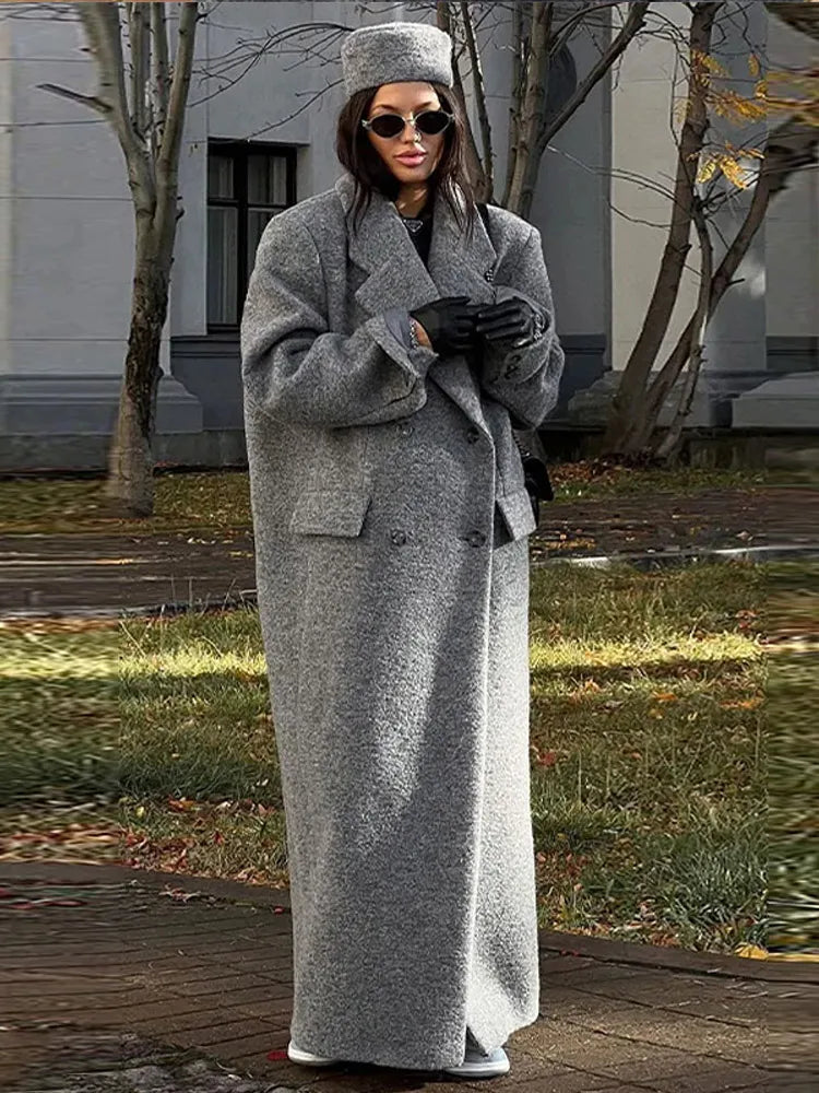 nvxiot - Solid Warm Elegant Women Coat Turn-down Collar Long Sleeve Jacket Casual Winter Autumn Long Outerwears Lady Fashion Loose Coats