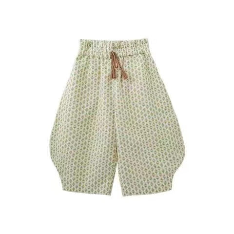 nvxiot Children's Casual Floral Pants Summer Countryside-style Girls Thin Floral Comfortable Loose Trousers Toddler Mosquito Pants Kids