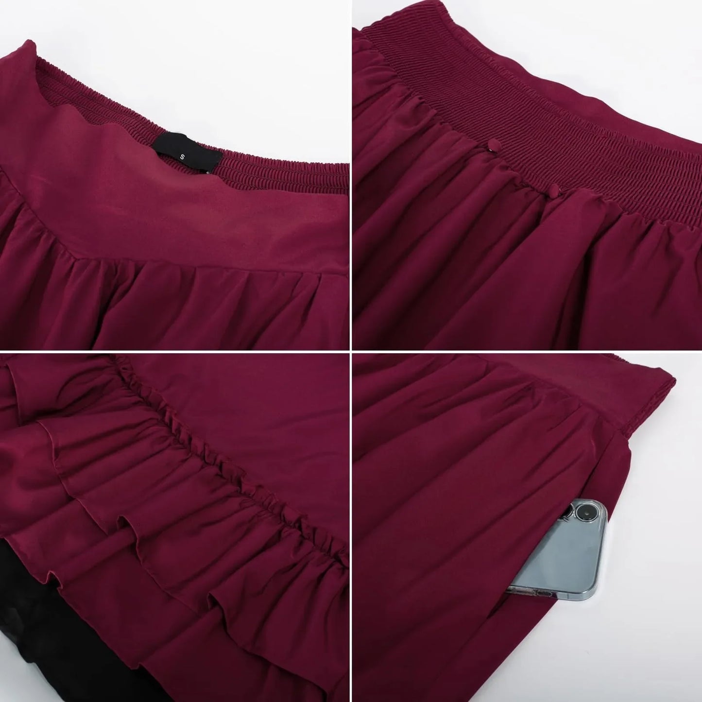 MQTIME - Medieval Skirts Women Retro Layer Ruffled High Waist Maxi Skirt Halloween Cosplay Costume Casual Patchwork Drawstring Skirt
