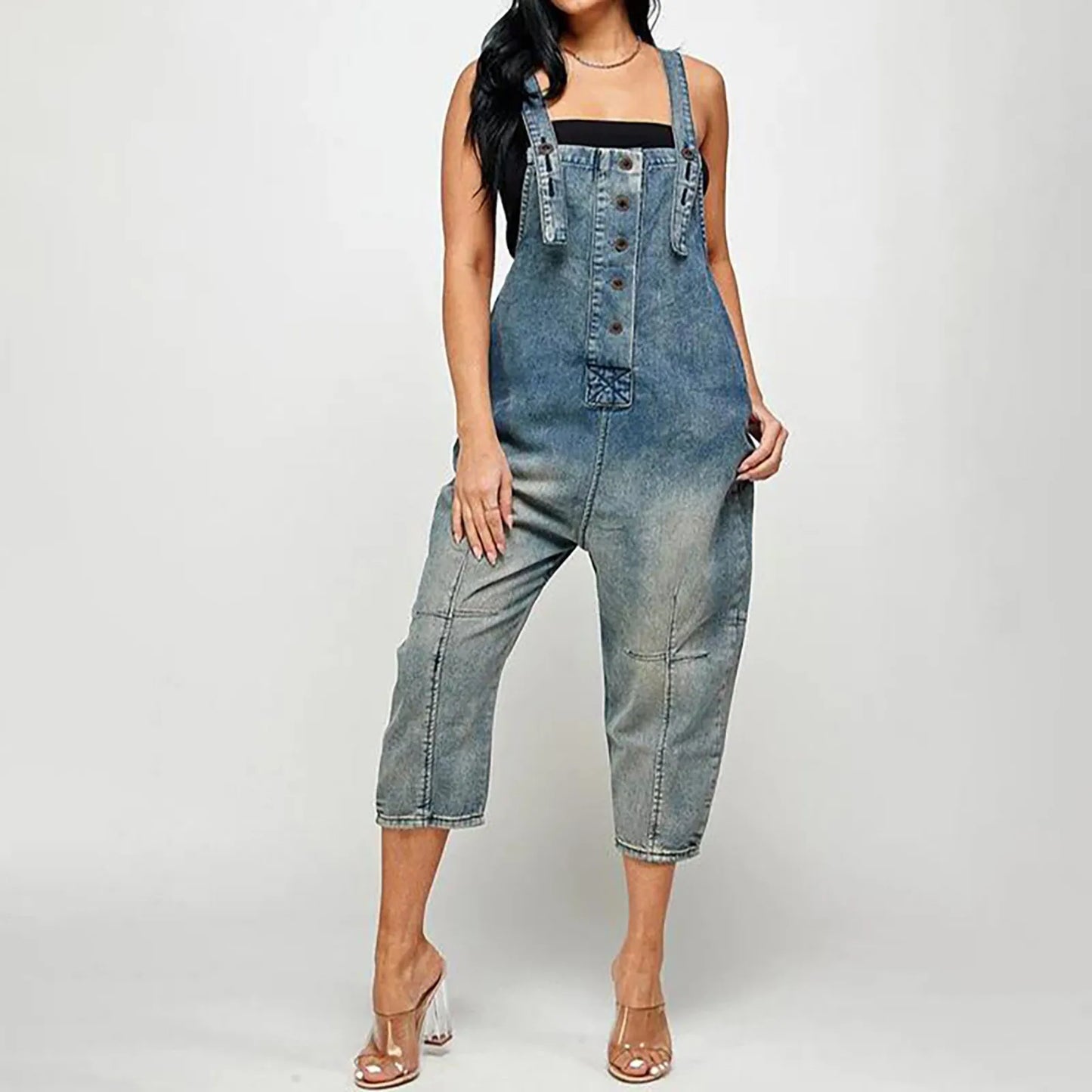 nvxiot - Women's Summer New Loose Multi Pocket Denim Overalls Oversized Jumpsuits Fashion Baggy Casual One-piece Strap Playsuits 2024