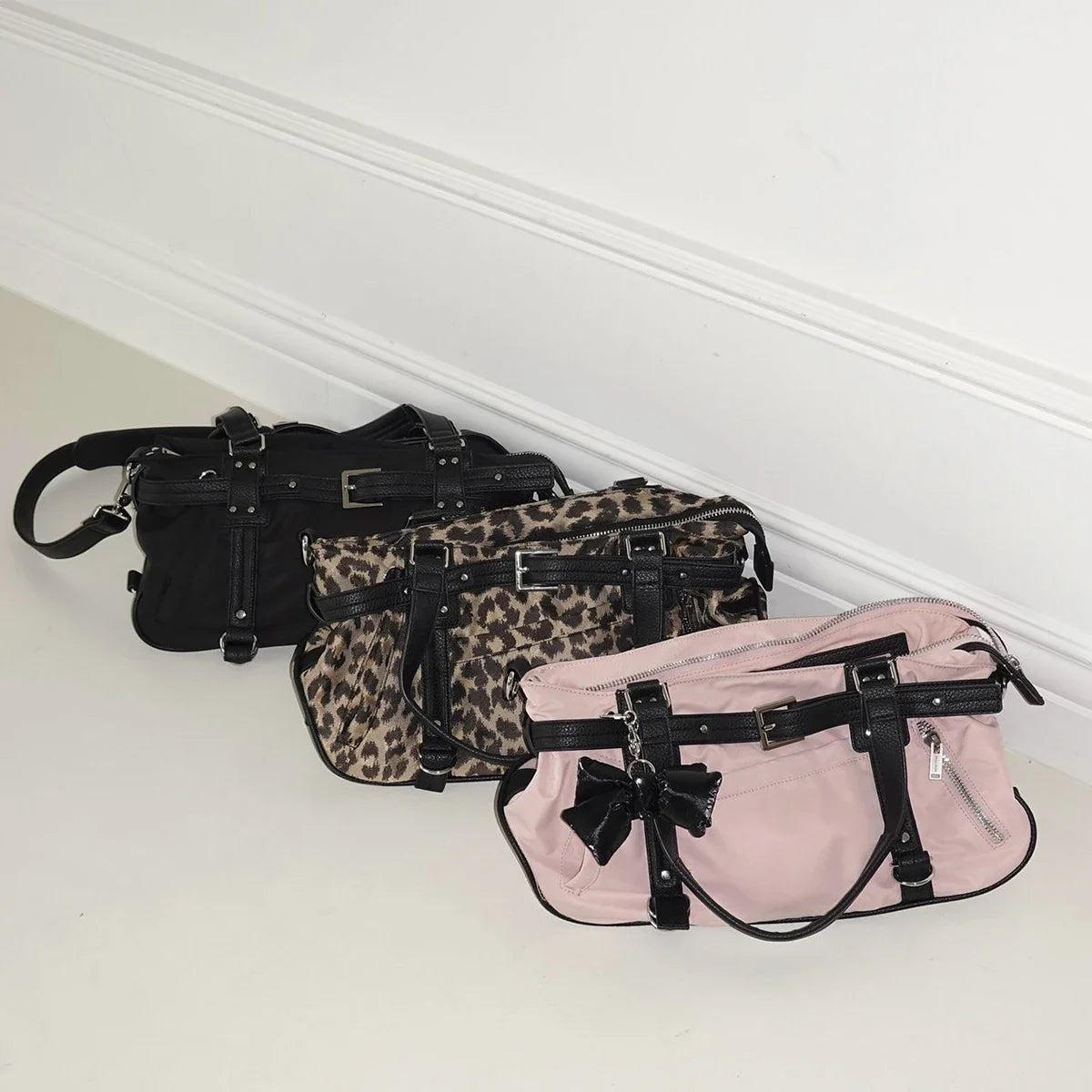nvxiot - Korean niche design ins blogger same style sweet and cool style belt tote bag casual nylon cloth shoulder bag
