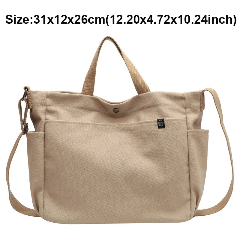 nvxiot Big Handbags Women Canvas Bag Fashion Daily Simple Crossbody Shoulder Bags Female Tote 4 Solid Color Vintage Retro Messenger Bag