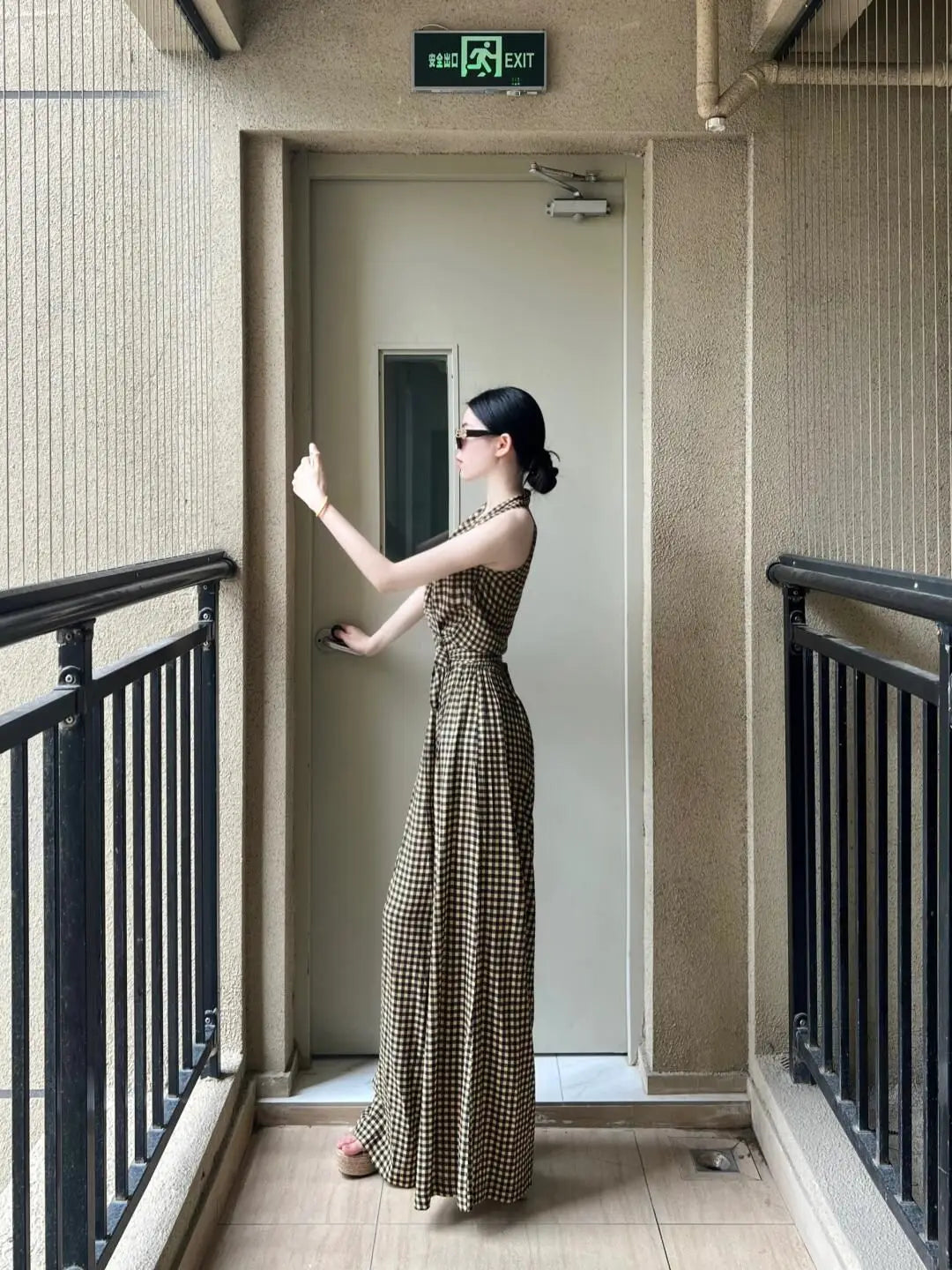 nvxiot - Two Piece Set,Top Pants Suit,Hollow Backless Halter Wrap Tank and Straight Leg Pant,Wide Baggy Long Trouser Women fairycore y2k