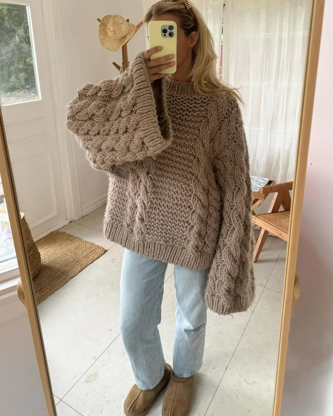 nvxiot - Women Overtised Loose Solid Long Sleeve Knit Cardigan Elegant O Neck Short Sweaters 2024 Autumn Lady High Streetwear