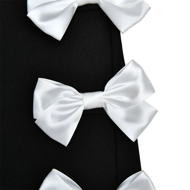nvxiot - Maternity Photography Dresses Baby Shower Dress Hollow Out Dress Elegant Bow Tie One-neck Dress Studio Photo Shoot Props