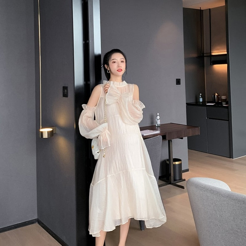 nvxiot Fashion Maternity Chiffon Summer White Dresses New Pregnant Women Clothes Pregnancy Dress Maternity Party Dress Elegant