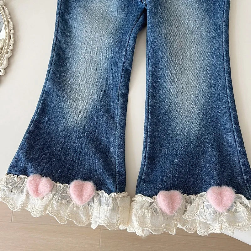 MQTIME - Kids Jeans Autumn Spring Girls Denim Pants Fall Princess Kids Baby Trousers 2 3 4 5 6 7Yrs