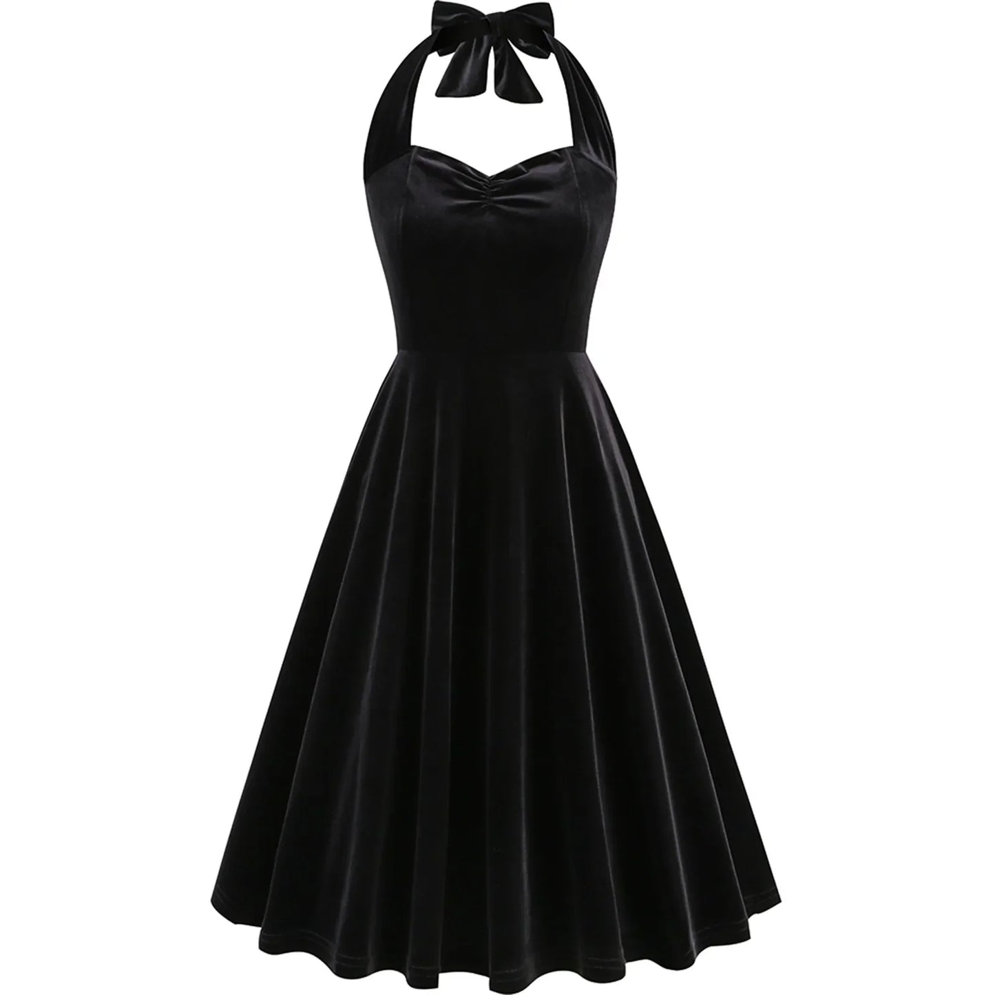 MQTIME - Sexy Retro Red Dress Summer Sleeveless Audrey Hepburn Vintage Halter Dress 50s 60s Gothic Pin Up Rockabilly Dress Robes 2024