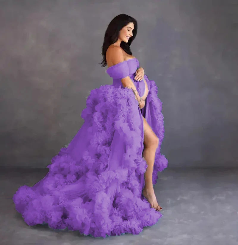nvxiot - tulle robe photo dress Summer 3d Shoulderless Elegance Maternity Dress for Pregnant Women
