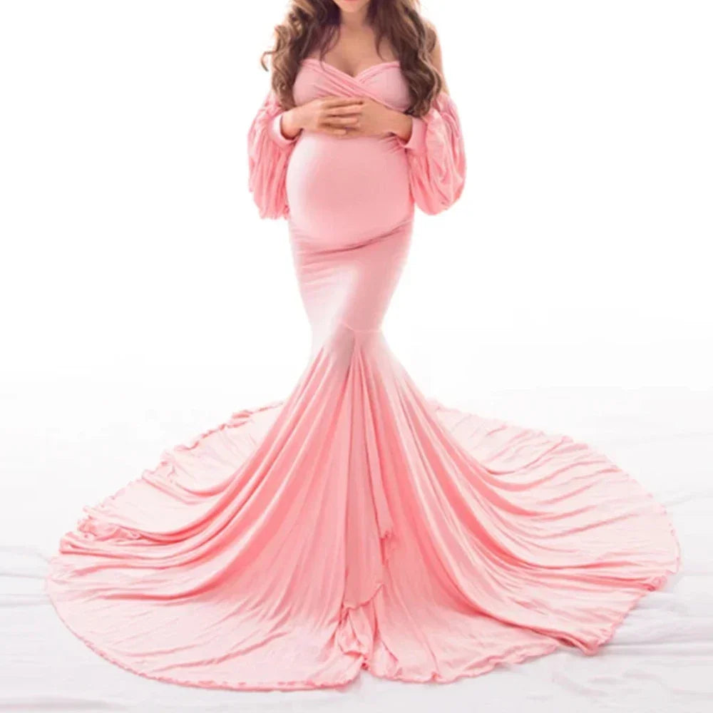 nvxiot - Mermaid Maternity Dresses for Photo Shoot Pregnant Women Pregnancy Dress Photography Sexy Off Shoulder Maxi Maternity Gown