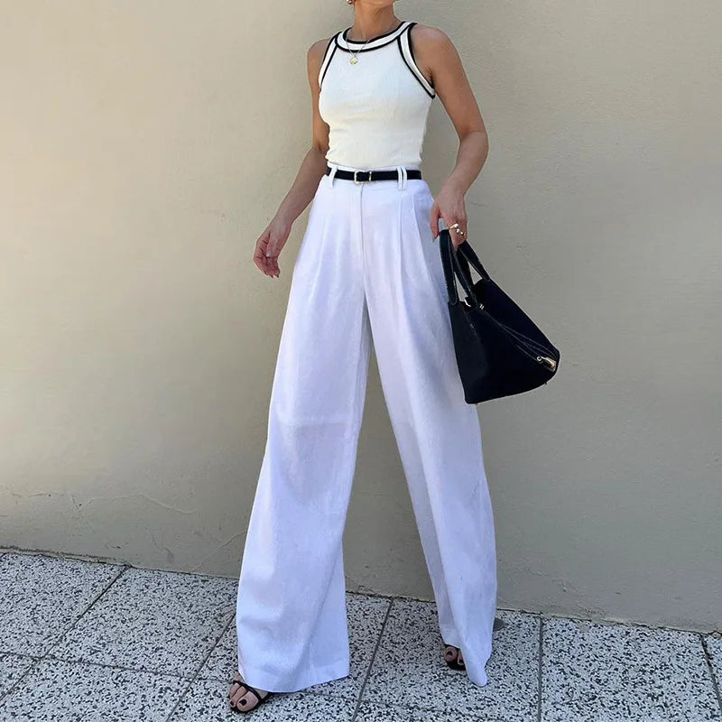 nvxiot - New Fashion Streetwear Women Pants Spring Autumn Women Elegant Solid Color Pants Female Straight Casual Wide Leg Trousers