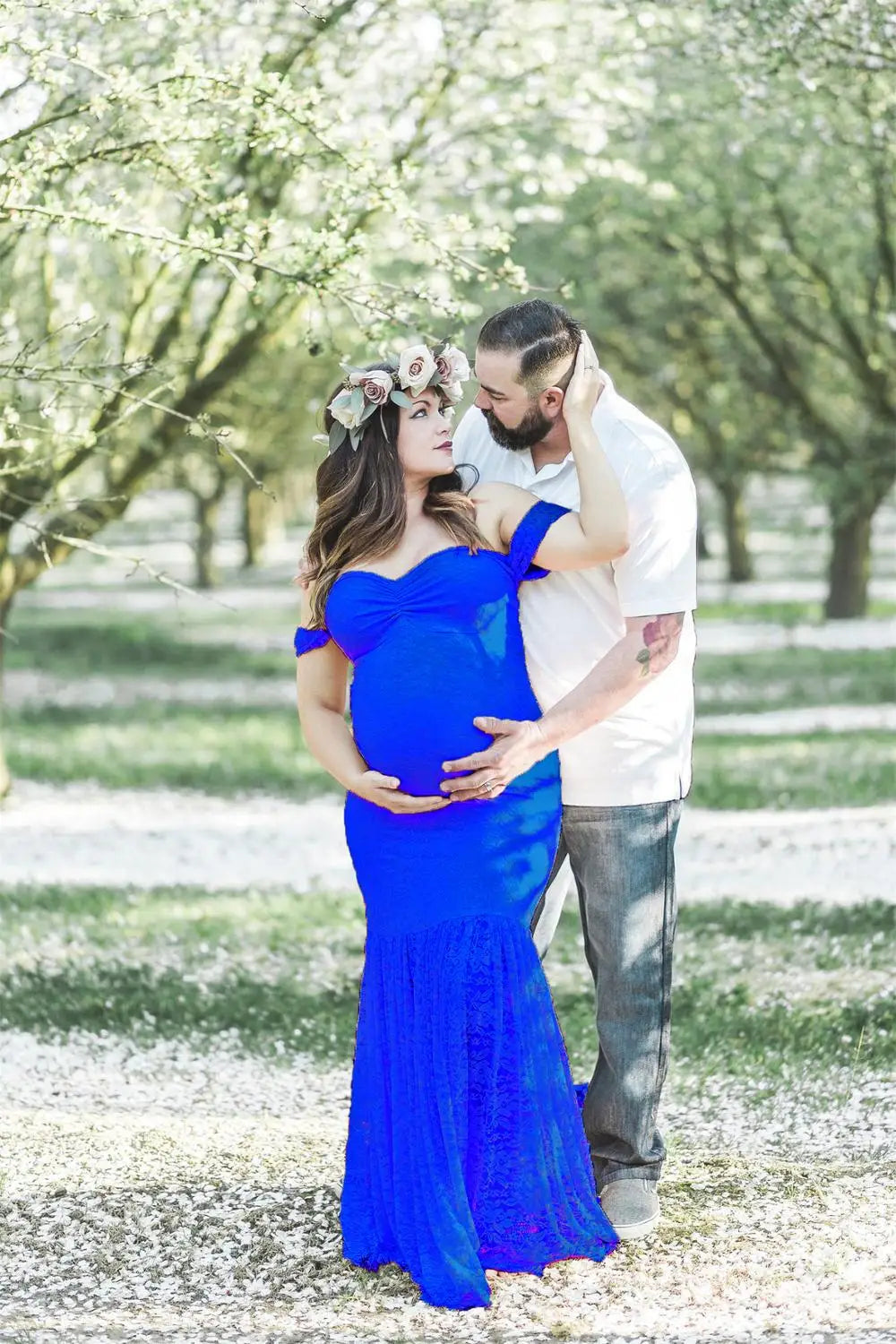 nvxiot - Sexy Lace Mermaid Dress Maternity Photography Props Pregnant Off Shoulders Baby Shower Shoot Clothes Pregnancy Maxi Gown
