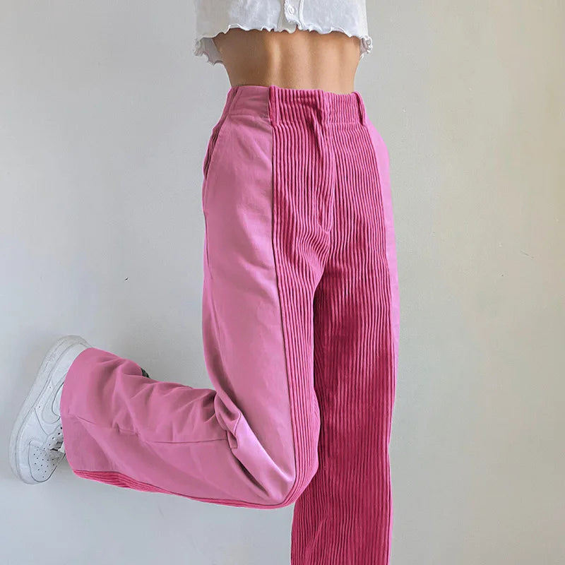 nvxiot Autumn winter new women's straight pants Plus Size high waist loose collocation color casual pants corduroy pants women trousers