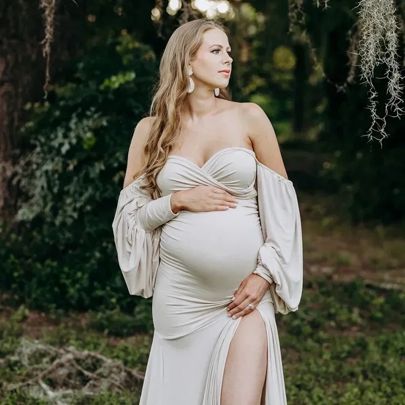 nvxiot - Mermaid Maternity Dresses for Photo Shoot Pregnant Women Pregnancy Dress Photography Sexy Off Shoulder Maxi Maternity Gown