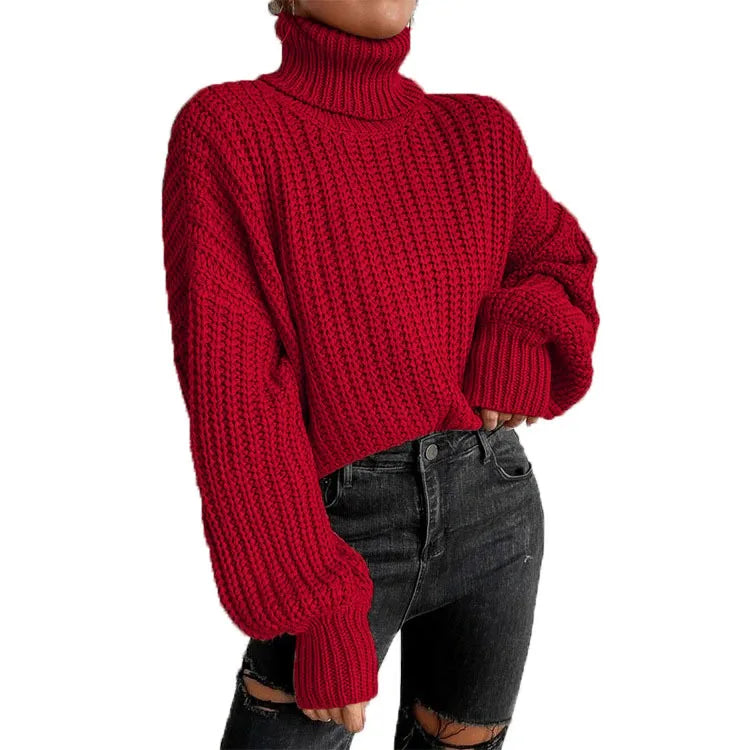 nvxiot Casual Turleneck Long Sleeve Top Loose Knitted Winter Sweater Women Black Pull Femme Pullover