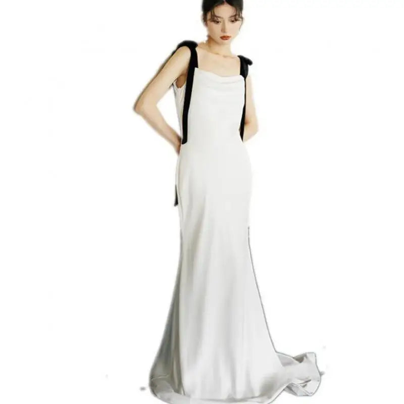 MQTIME - Satin Suspender Mermaid Wedding Dresses 2024 New Square Collar Bridal Dresses Princess Party Large Size Gowns Vestido De Novia