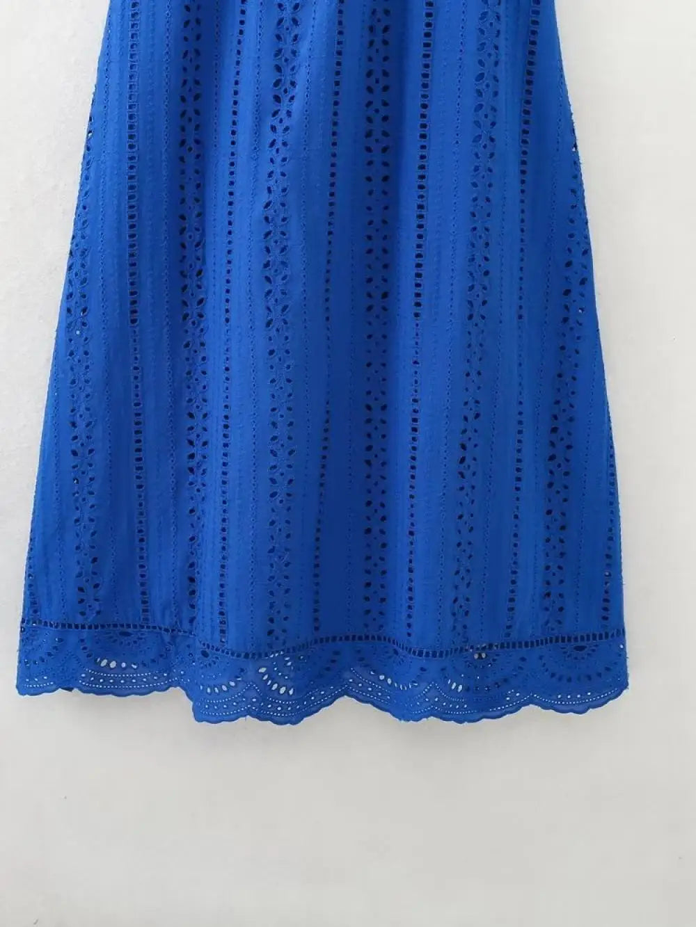 MQTIME - Woman Ocean Blue Spaghetti Strap Suspender Maxi Dress Elegant Lace Hollow Sapphire Blue Summer Dress 2024 Fashion New Lady Wear